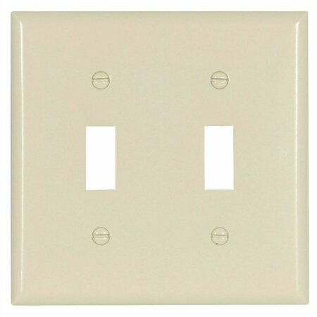 COOPER WIRING Eaton Wiring Devices Wallplate, 4-1/2 in L, 4-9/16 in W, 2-Gang, Thermoset, Light Almond, High-Gloss 2139LA-BOX